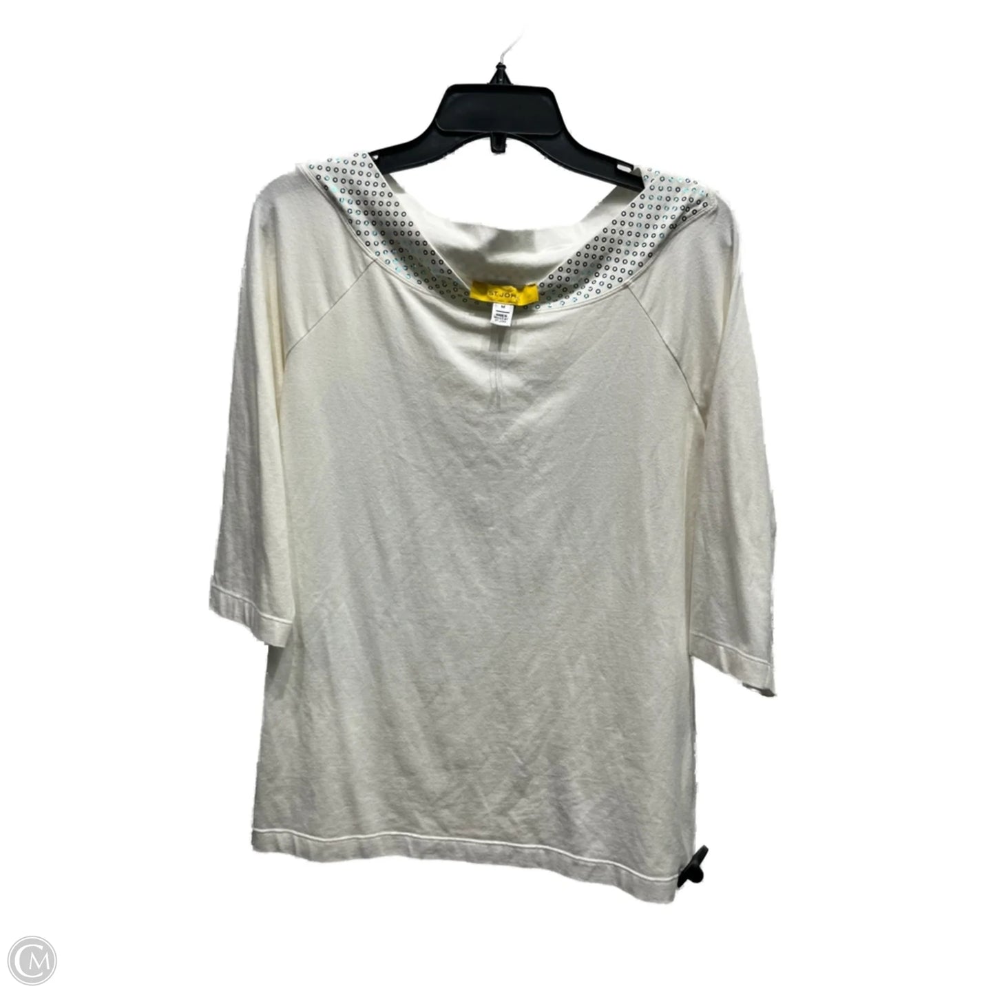 Top 3/4 Sleeve Luxury Designer By St John Collection In Blue & Cream, Size: M