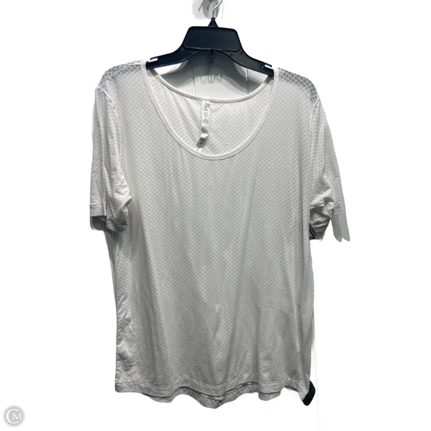 Athletic Top Short Sleeve By Lululemon In White, Size: 12