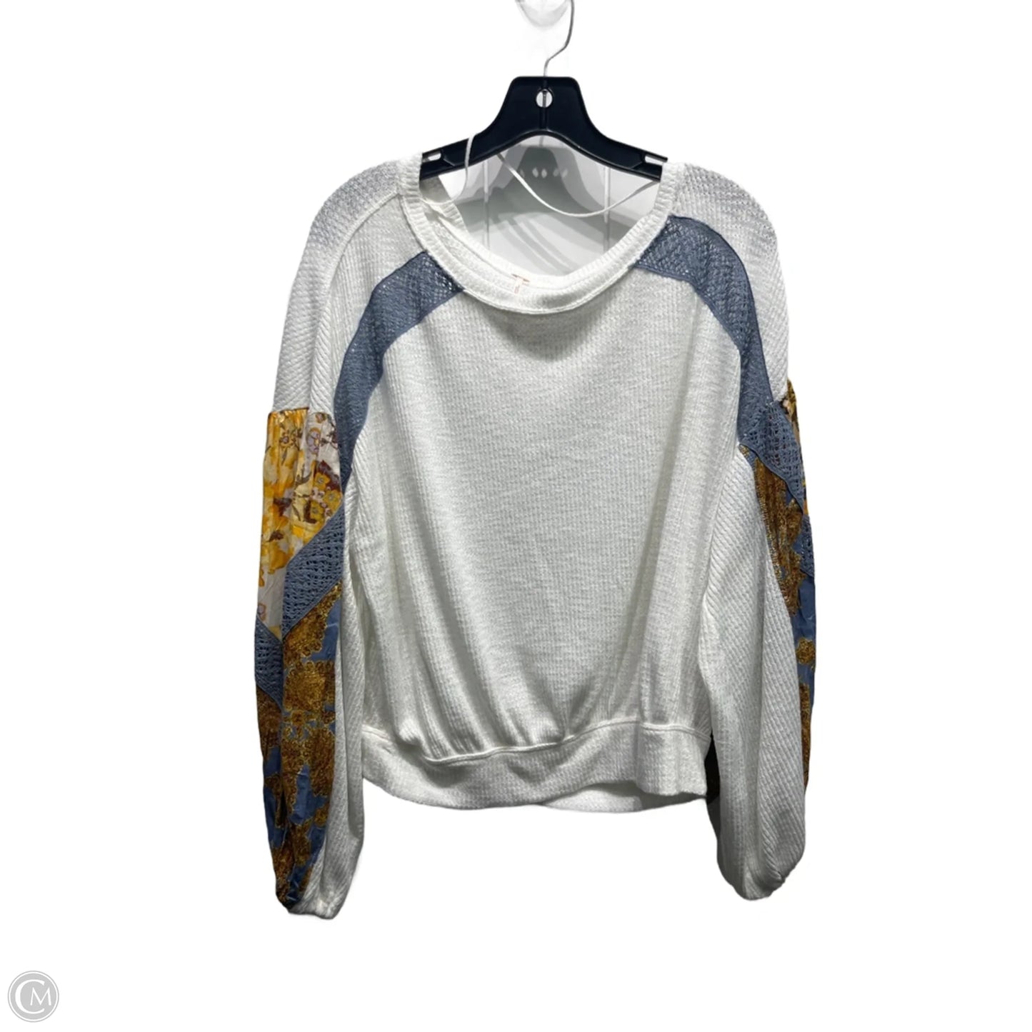 Top Long Sleeve By Free People In Blue & Yellow, Size: S