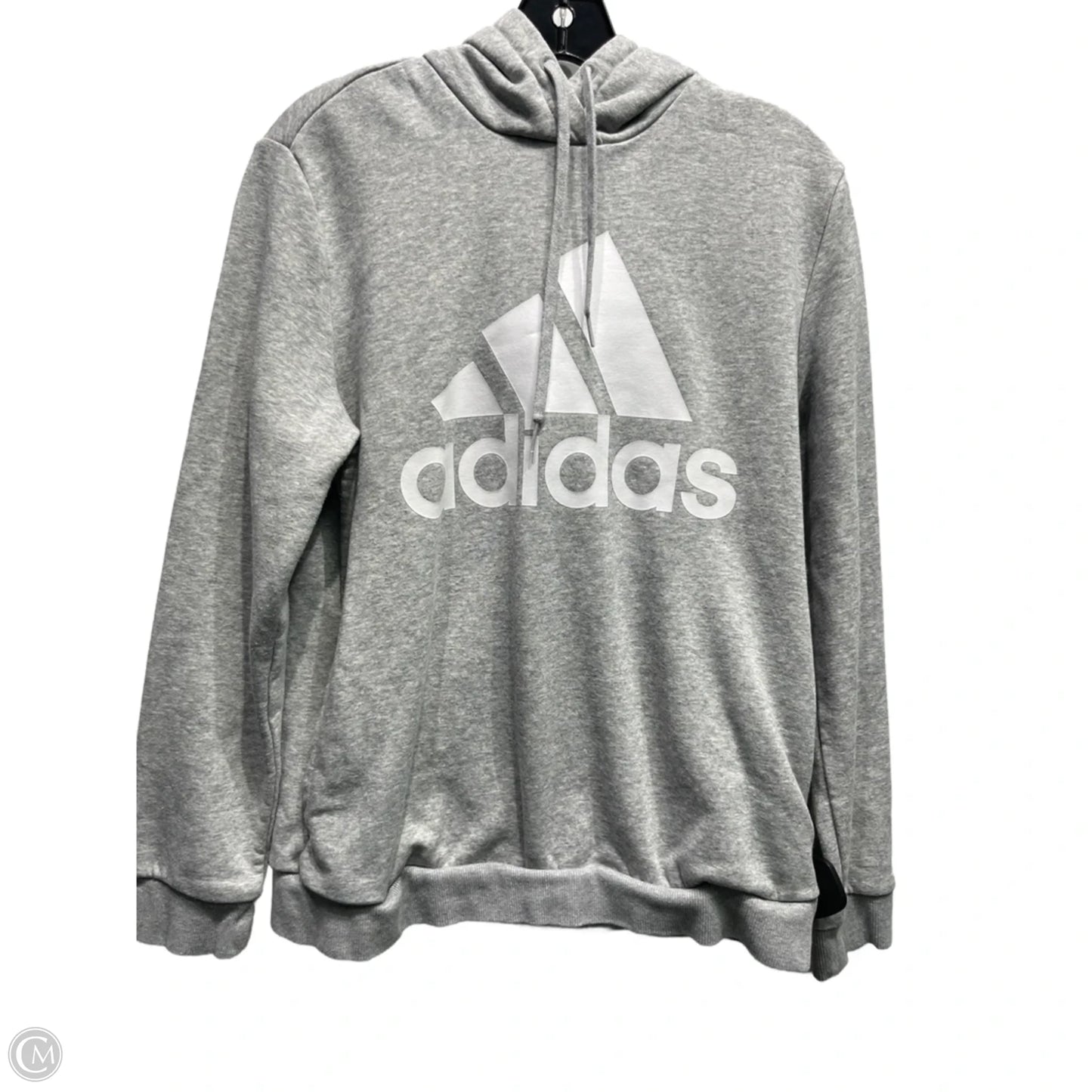 Athletic Sweatshirt Hoodie By Adidas In Grey, Size: L