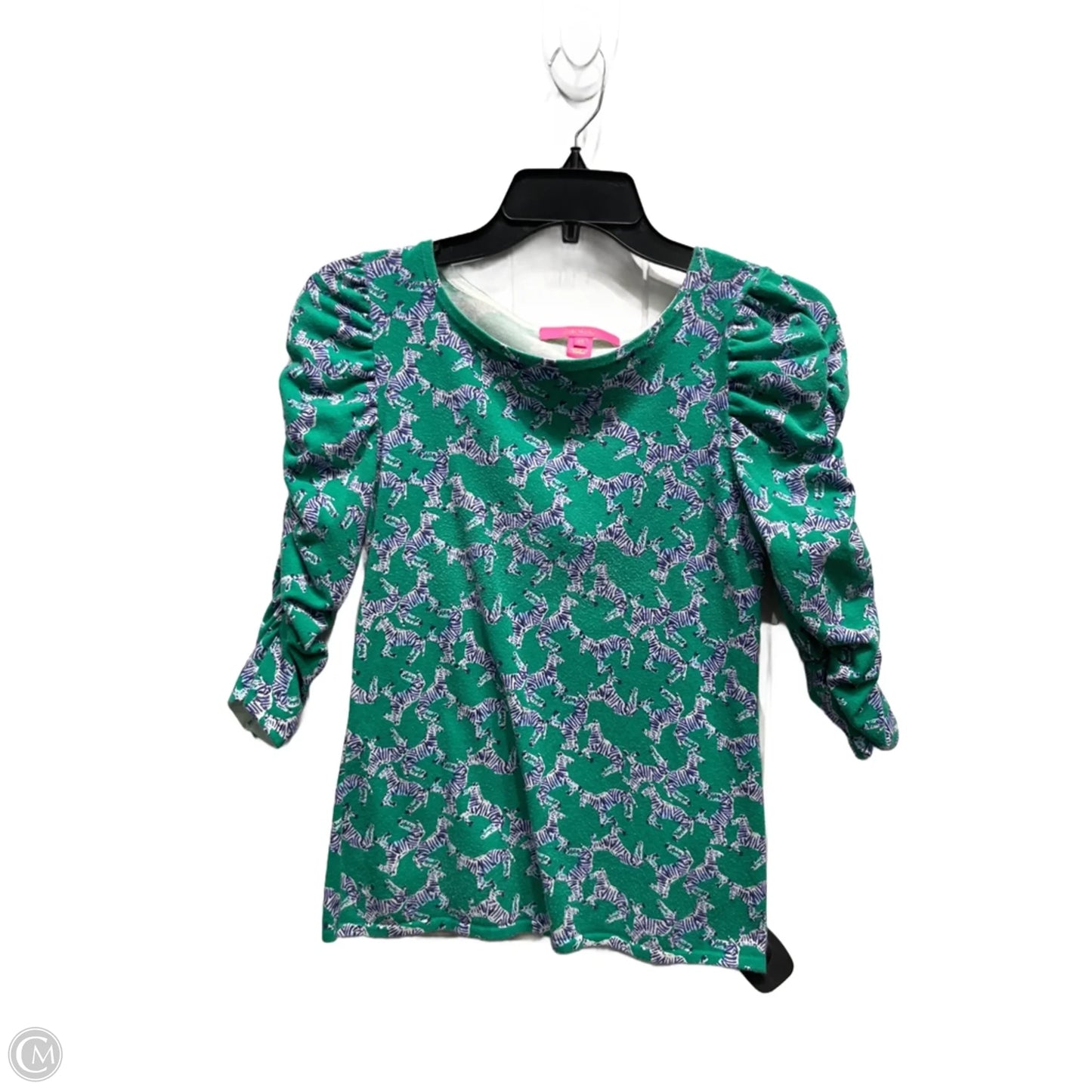 Top 3/4 Sleeve Designer By Lilly Pulitzer In Blue & Green, Size: Xs