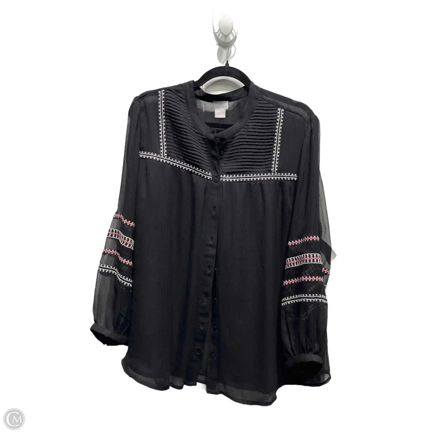 Top Long Sleeve By Chicos In Black & Pink, Size: 16