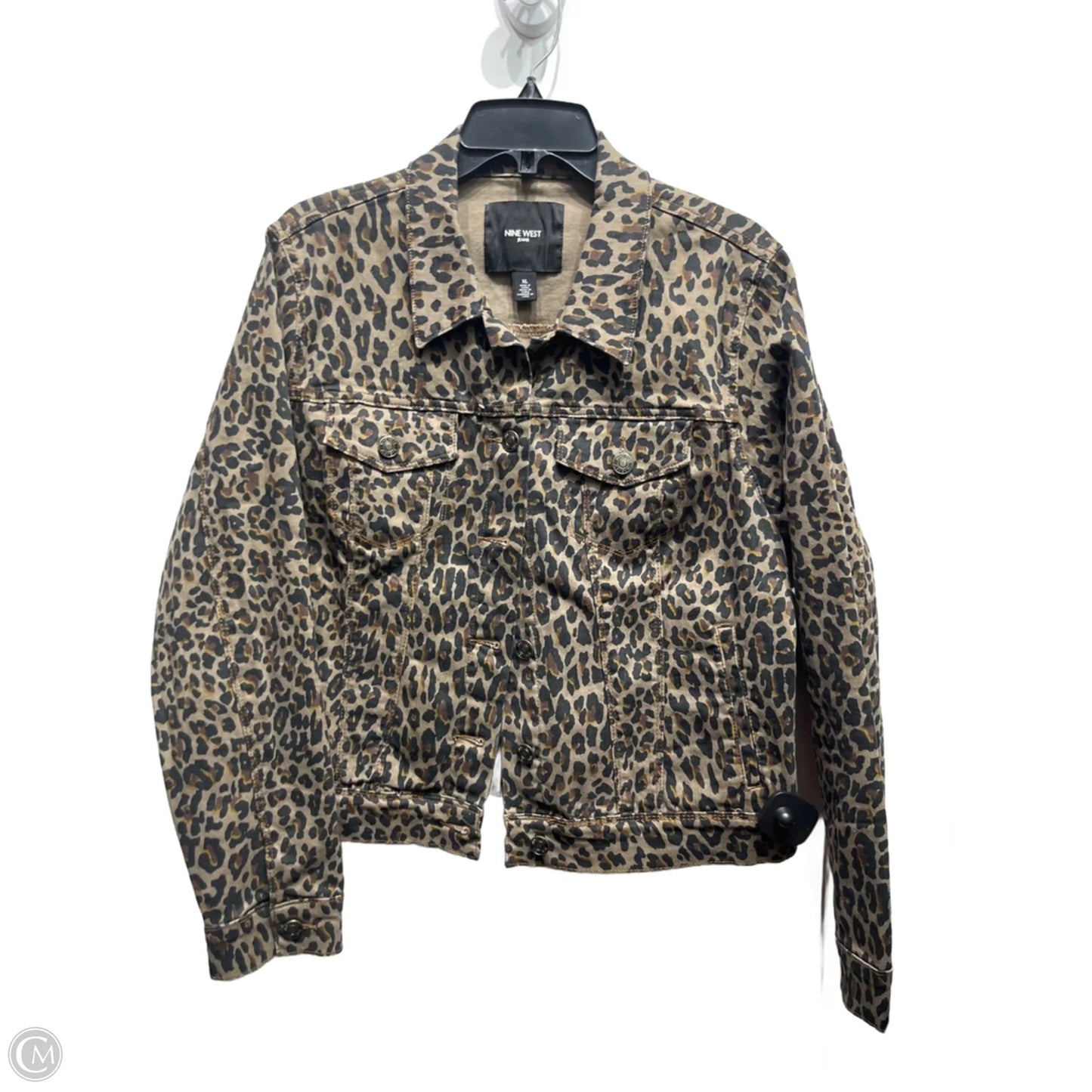 Jacket Denim By Nine West In Black & Tan, Size: Xl