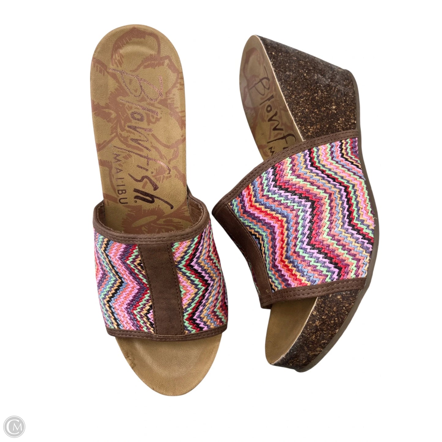 Sandals Heels Wedge By Blowfish In Pink & Purple, Size: 9