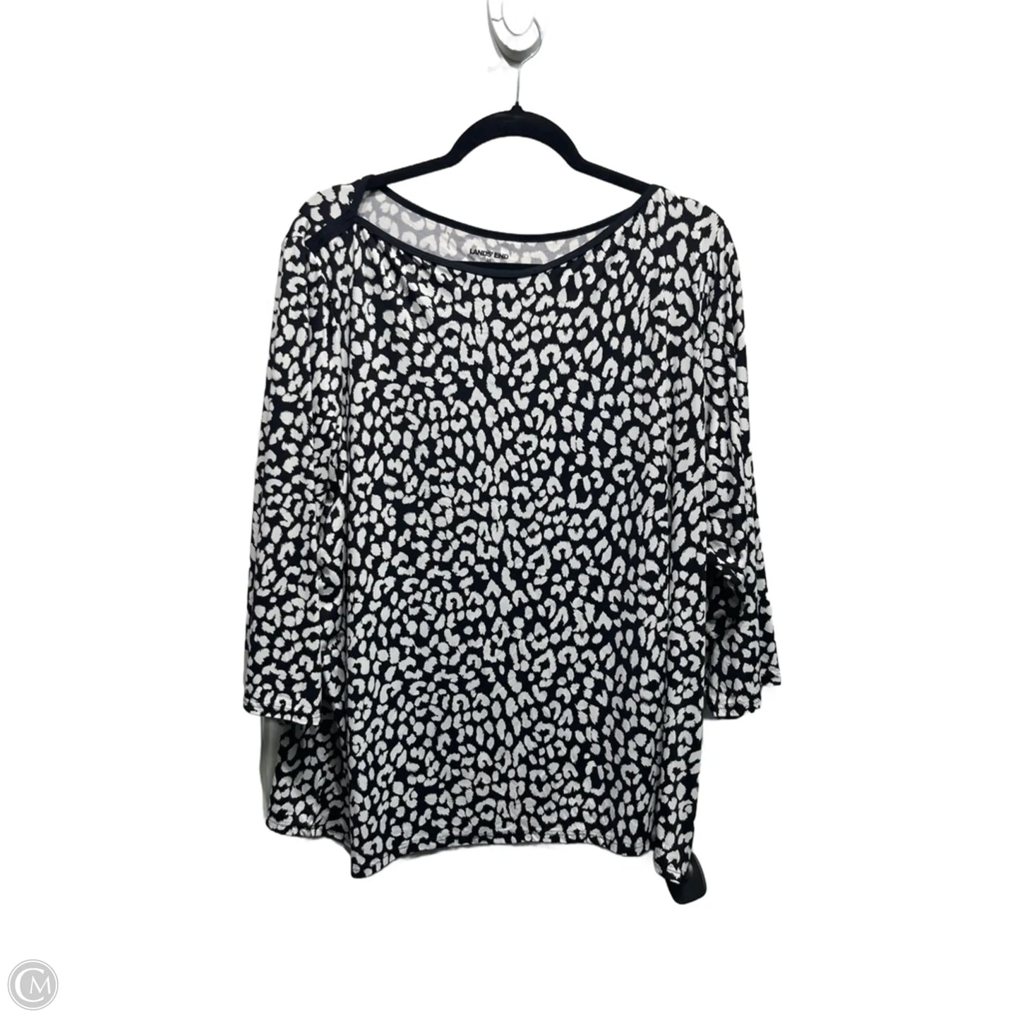 Top 3/4 Sleeve By Lands End In Black & White, Size: 2x
