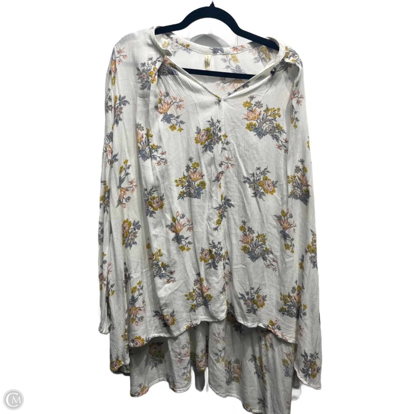 Top Long Sleeve By Free People In White & Yellow, Size: Xs