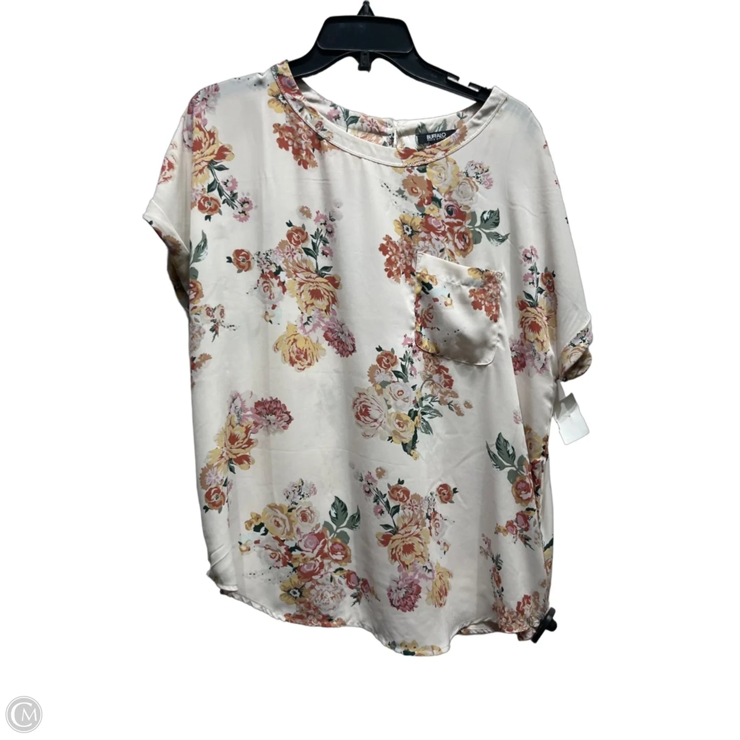 Top Short Sleeve By Buffalo David Bitton In Green & Pink, Size: L