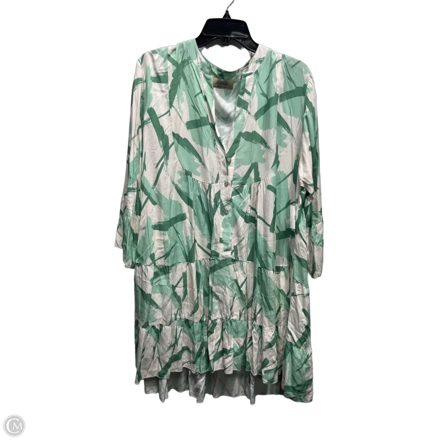 Tunic Long Sleeve By M Made In Italy In Green & White, Size: Osfm