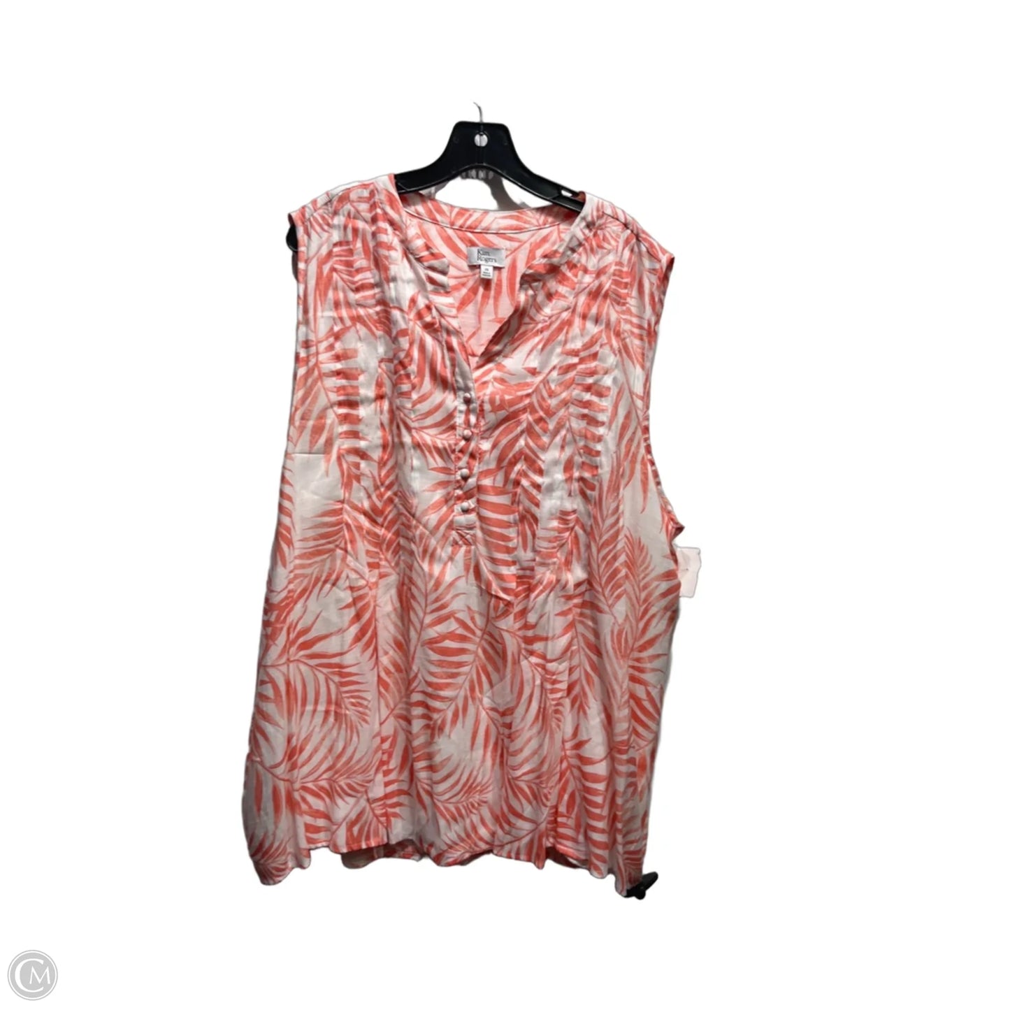 Top Sleeveless By Kim Rogers In Orange & White, Size: 2x