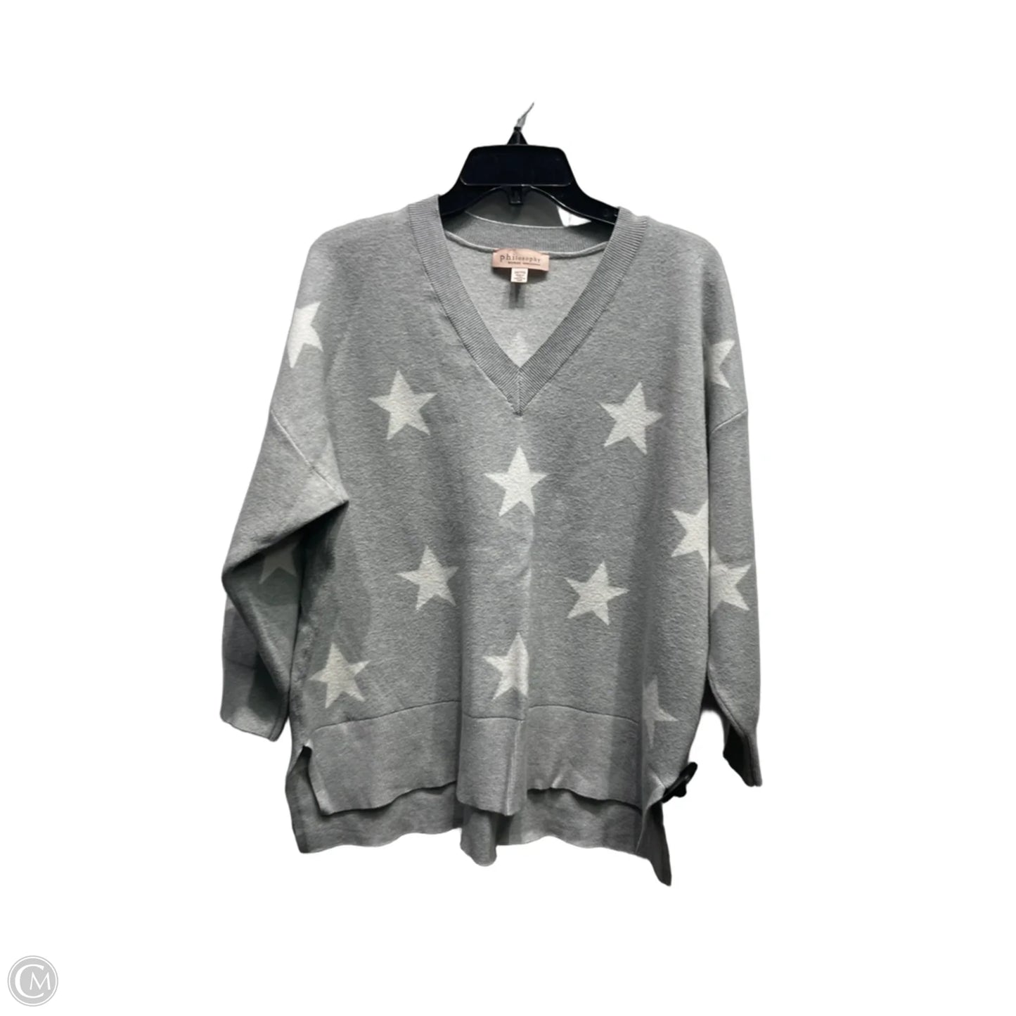 Sweater By Philosophy In Grey & White, Size: 2x