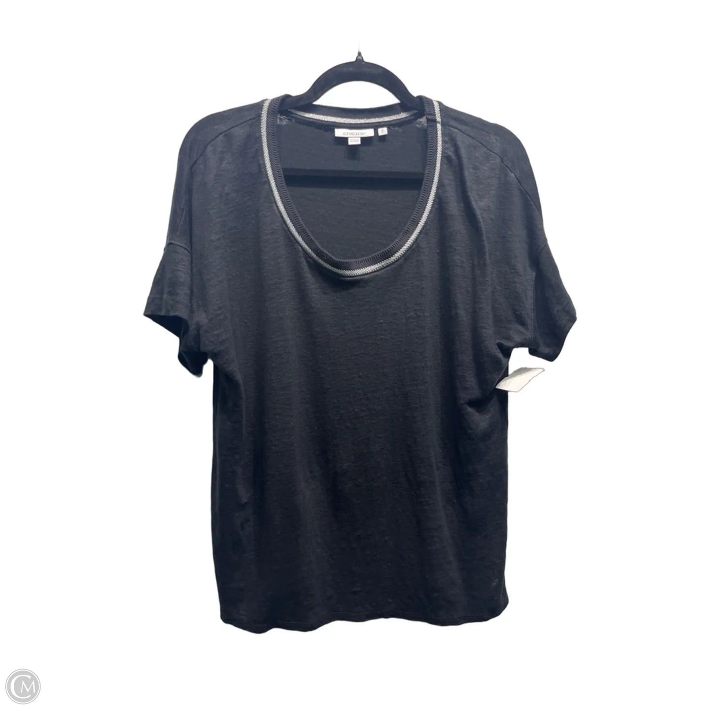 Top Short Sleeve By Chicos In Black, Size: L