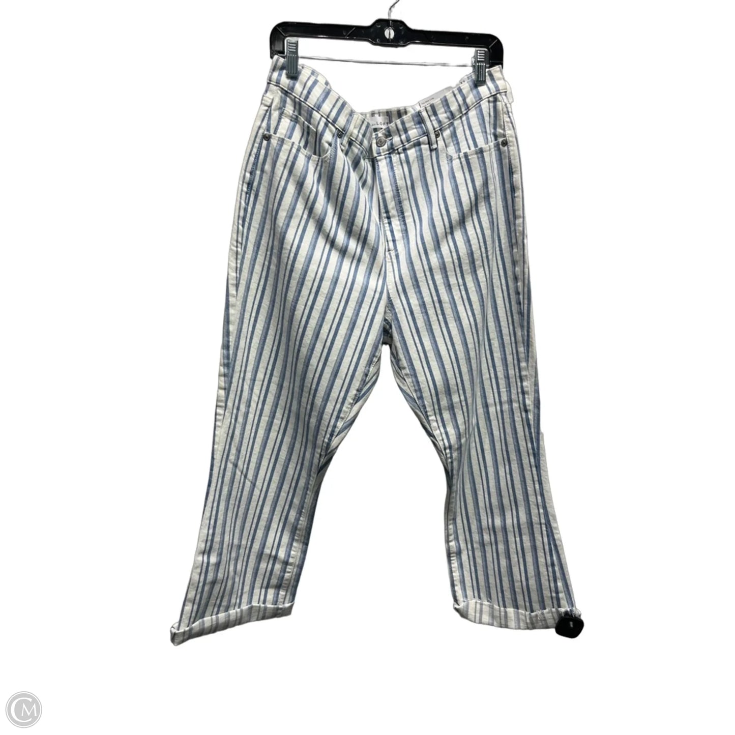 Jeans Cropped By Loft In Blue & White, Size: 14