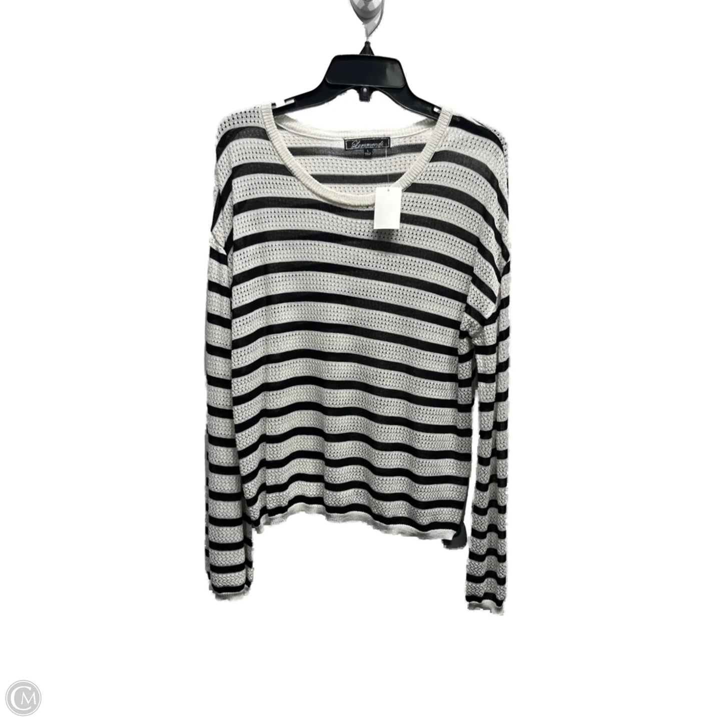 Top Long Sleeve By LORAMENDI In Black & White, Size: L