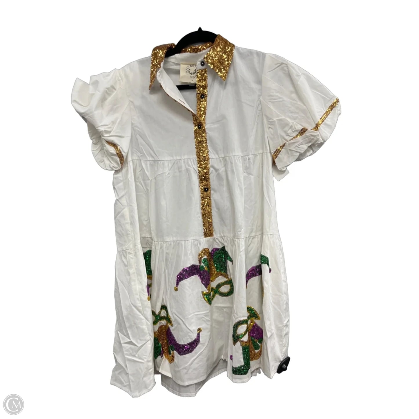 Dress Party Short By Fantastic Fawn In Gold & White, Size: S