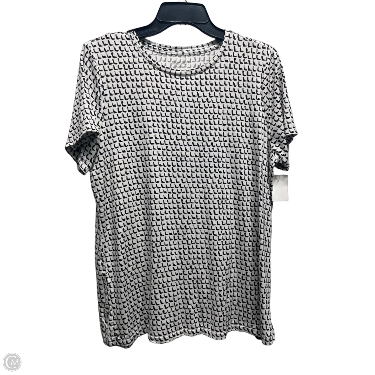 Top Short Sleeve By Nine West In Black & White, Size: L