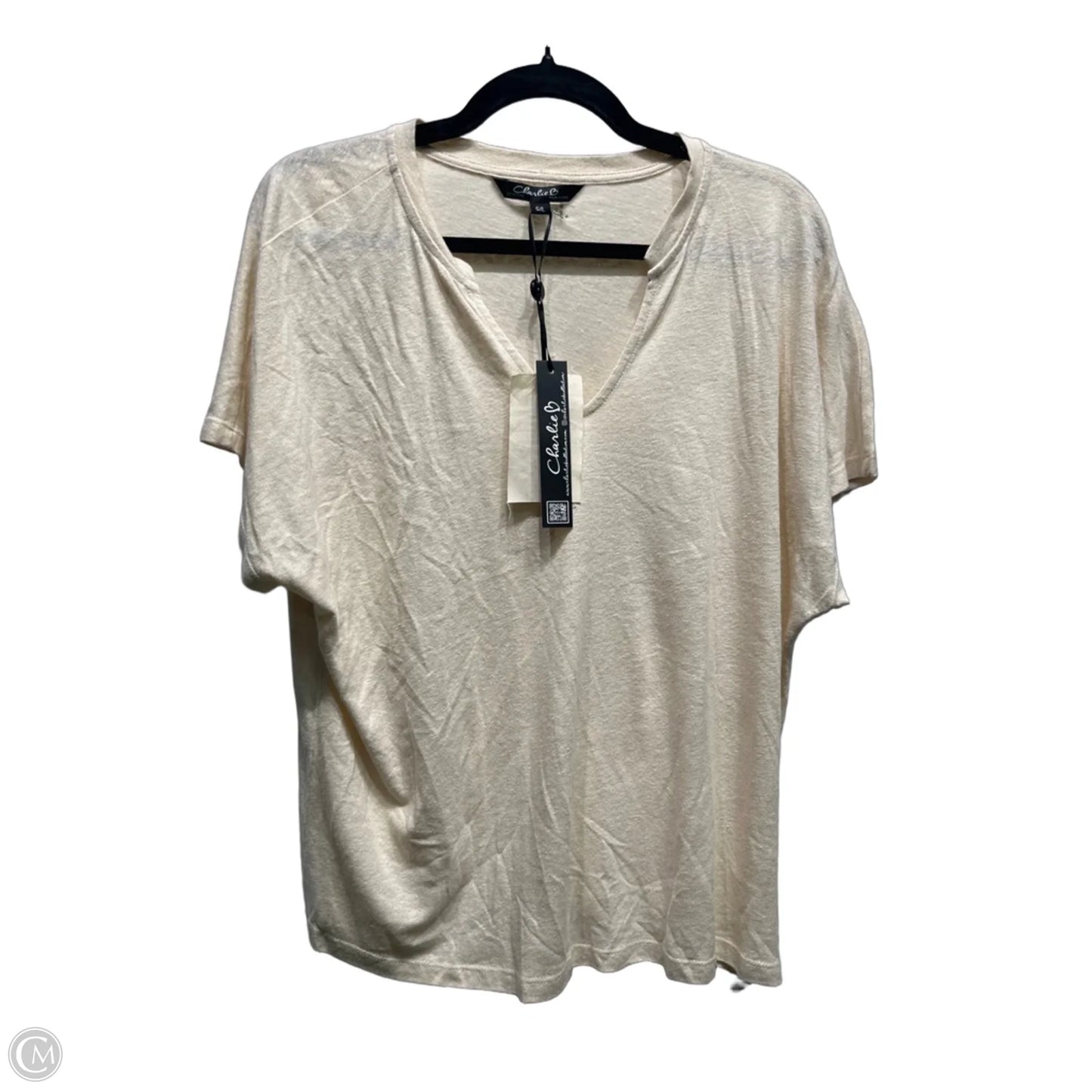 Top Short Sleeve By Charlie B In Cream, Size: L