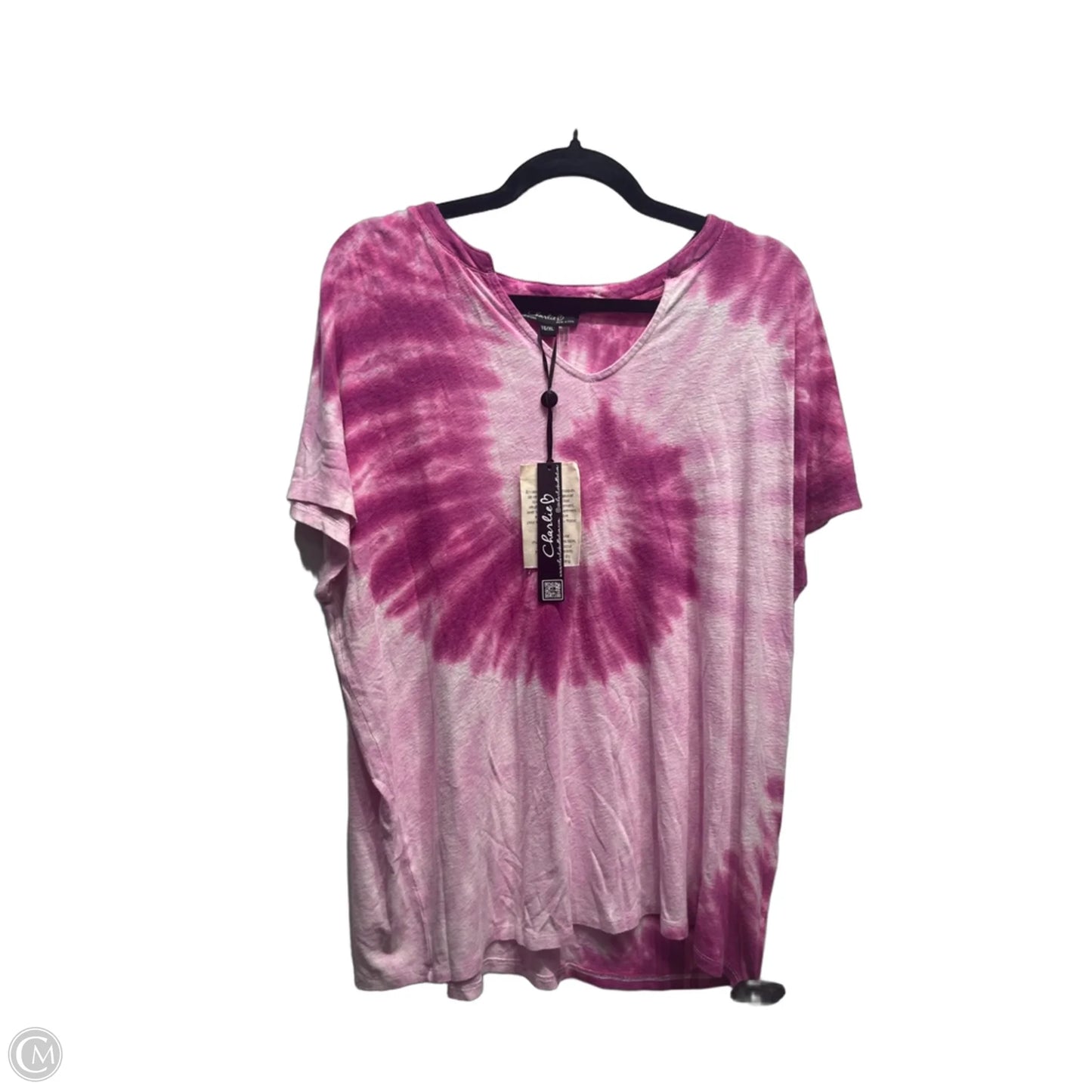 Top Short Sleeve By Charlie B In Pink & Purple, Size: Xl
