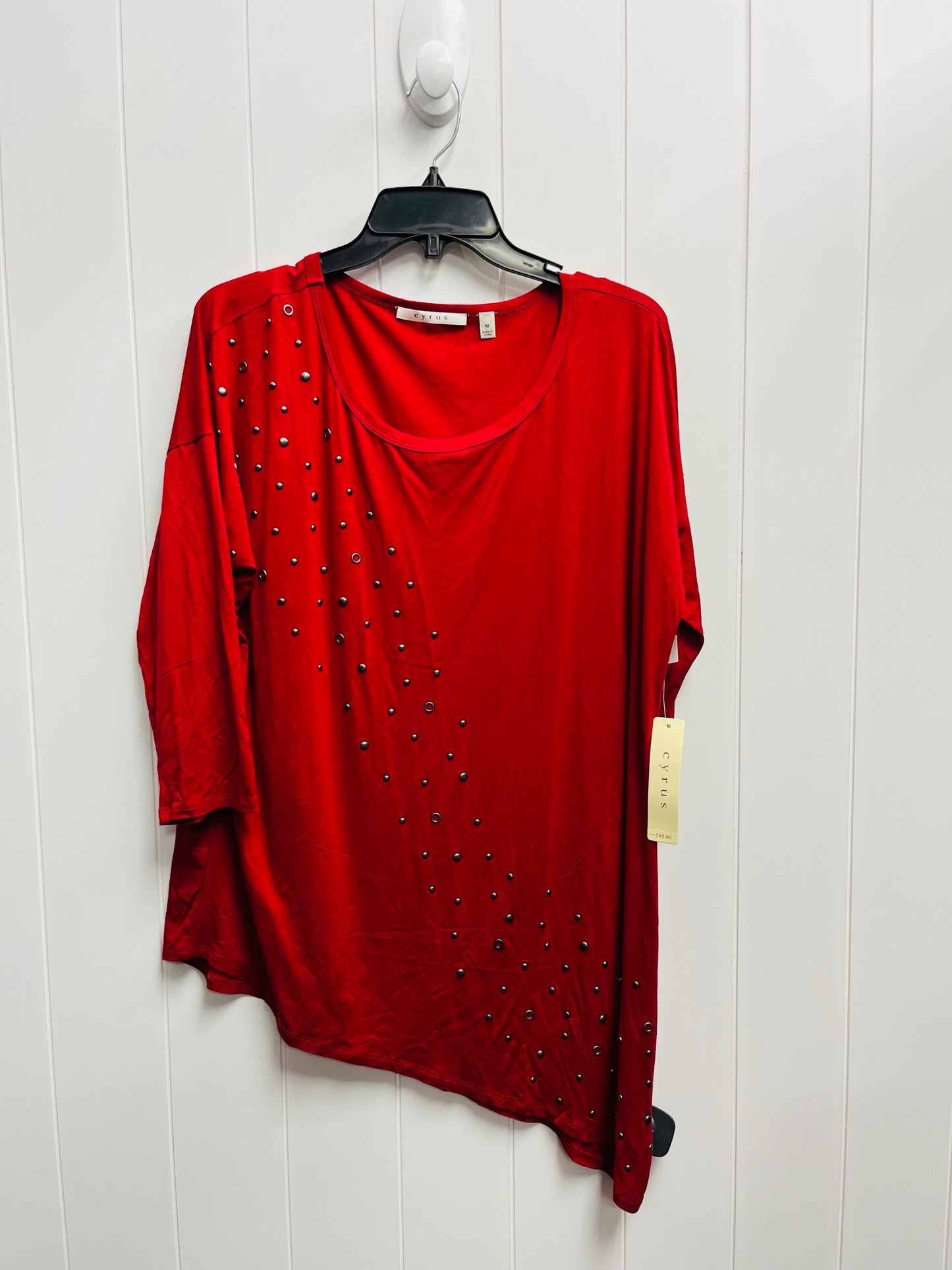 Top 3/4 Sleeve By Cyrus Knits In Red, Size: M