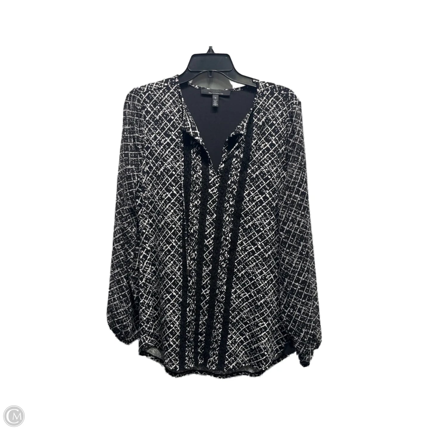 Top Long Sleeve By White House Black Market In Black & White, Size: M