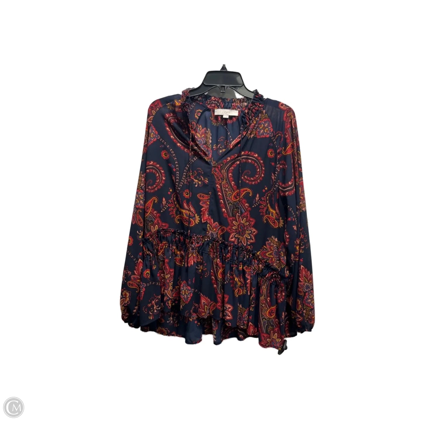 Top Long Sleeve By Loft In Blue & Red, Size: Xl
