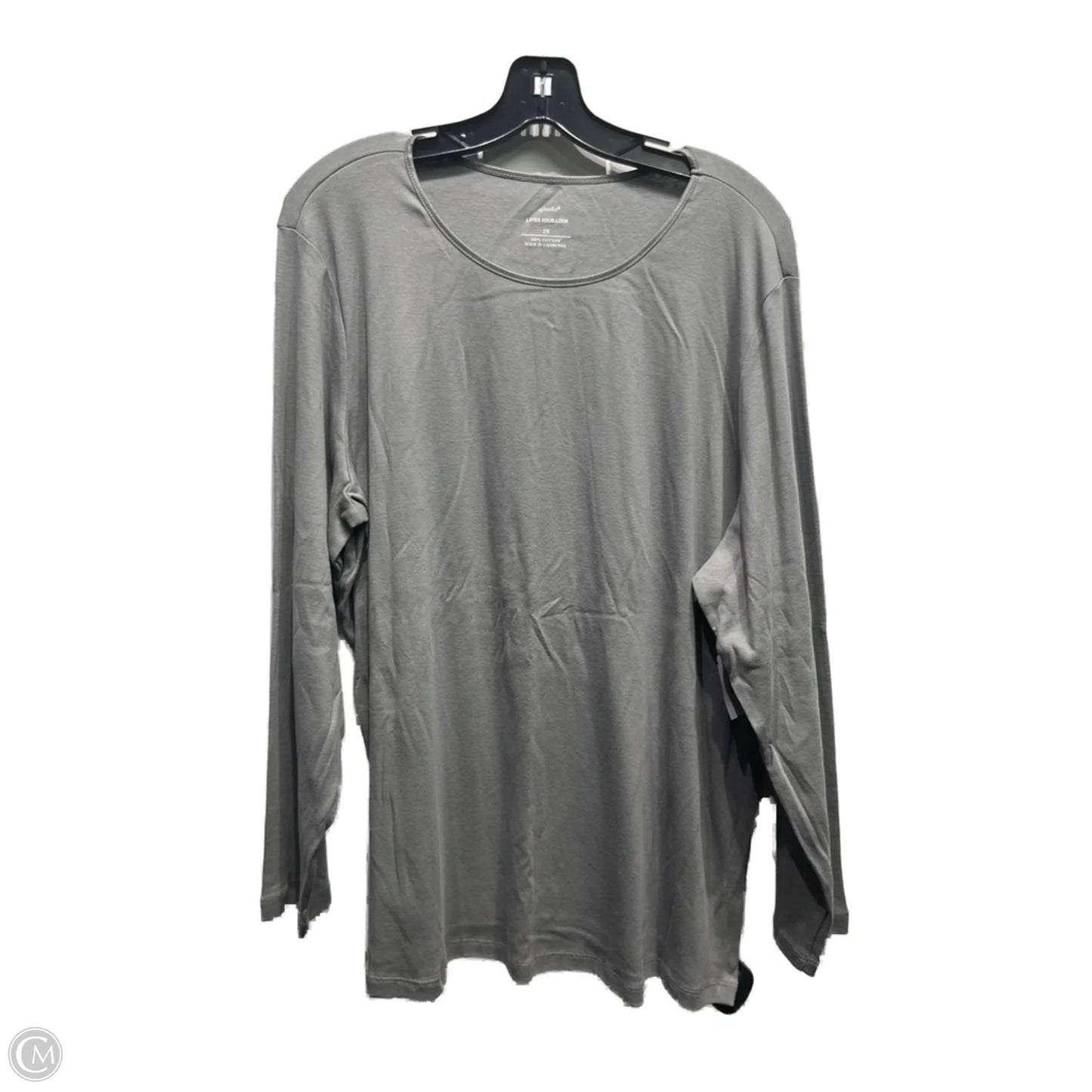 Top Long Sleeve Basic By Cj Banks In Grey, Size: 2x