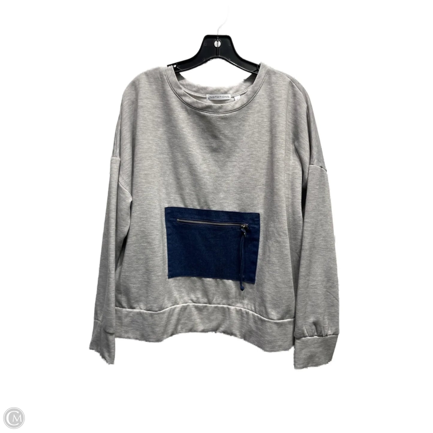 Sweatshirt Crewneck By Notations In Grey, Size: L