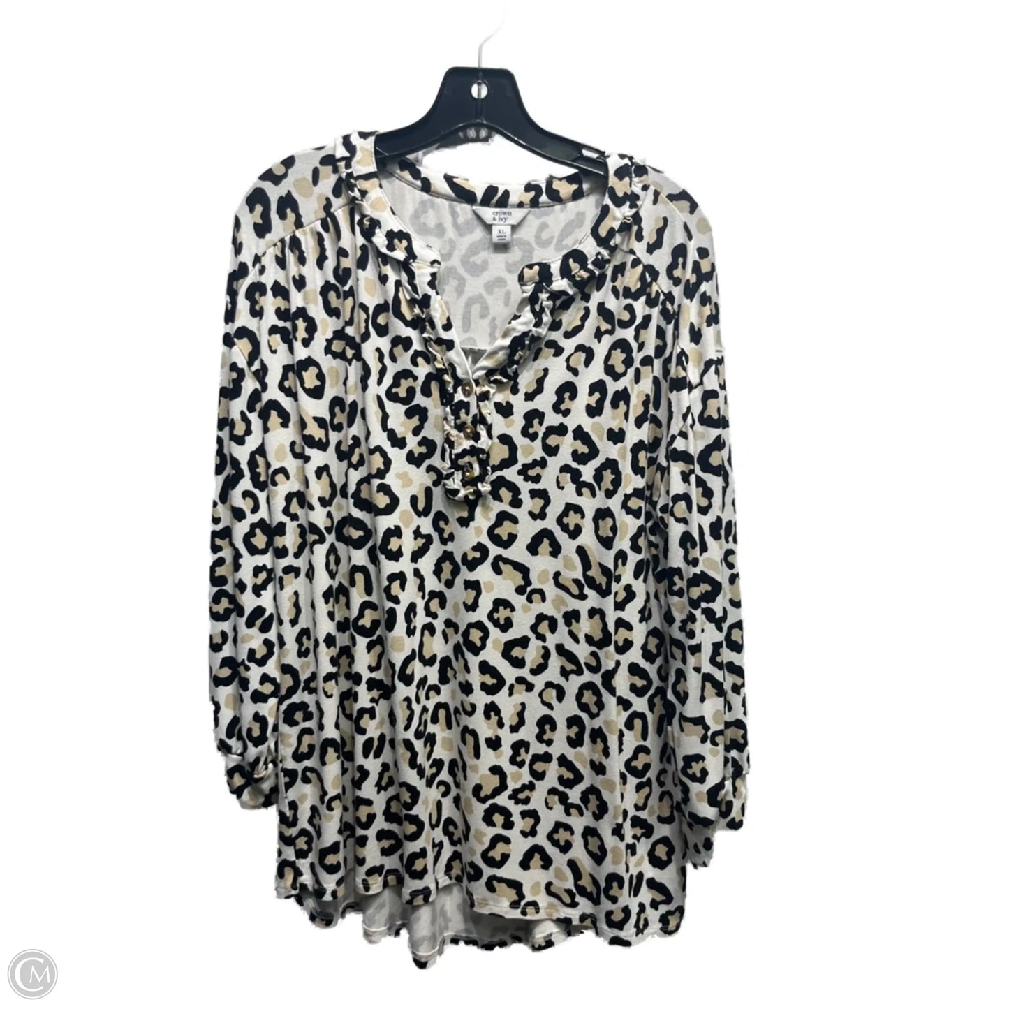 Top Long Sleeve By Crown And Ivy In Animal Print, Size: Xl