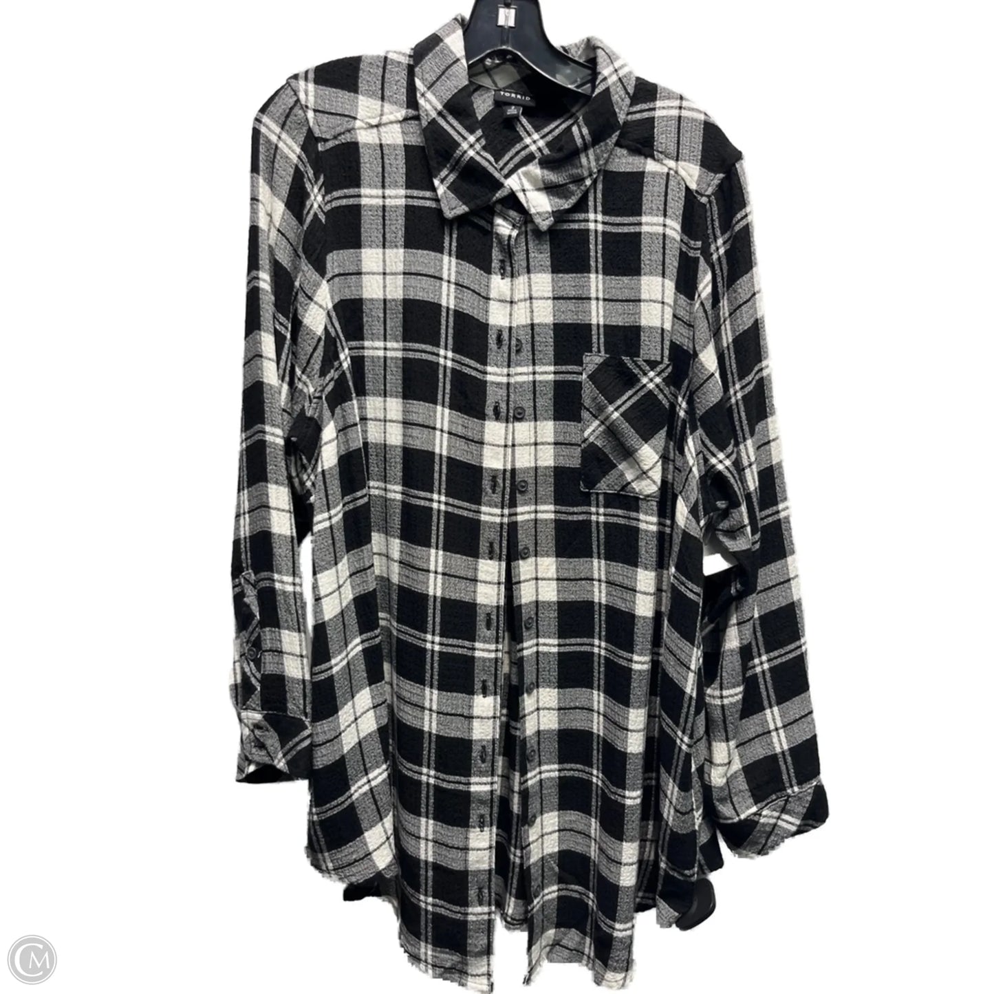 Top Long Sleeve By Torrid In Black & White, Size: 2x