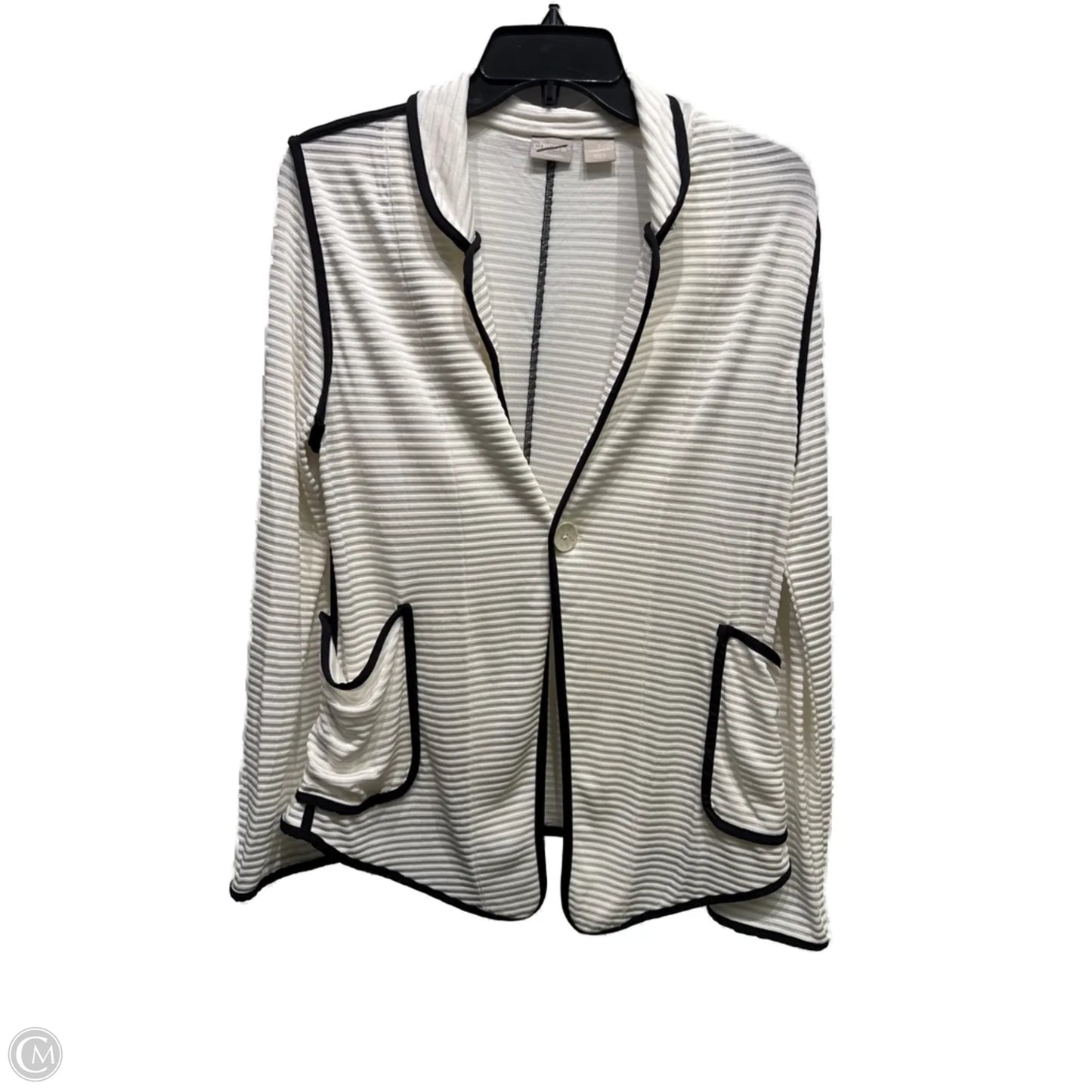 Cardigan By Chicos In Black & White, Size: M