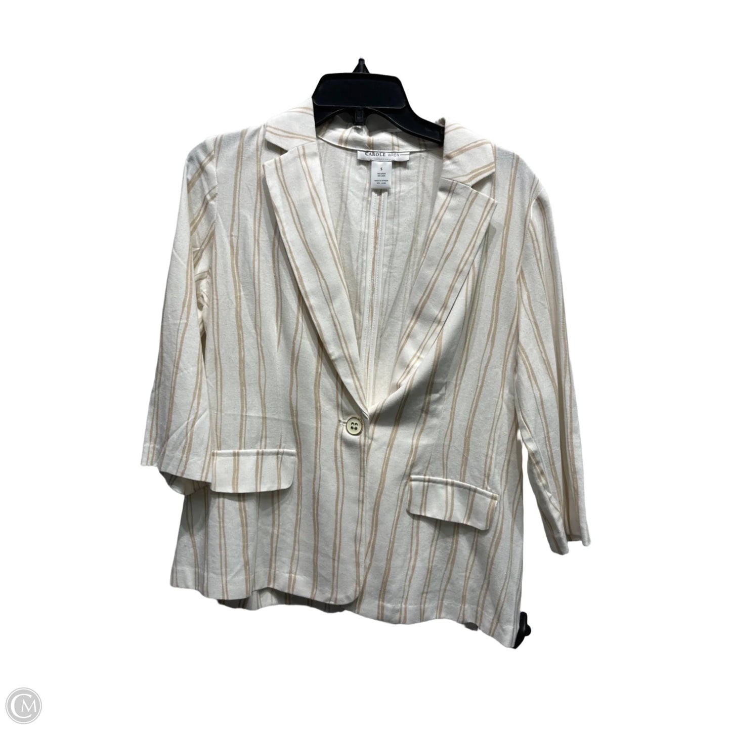 Blazer By Clothes Mentor In Tan & White, Size: S