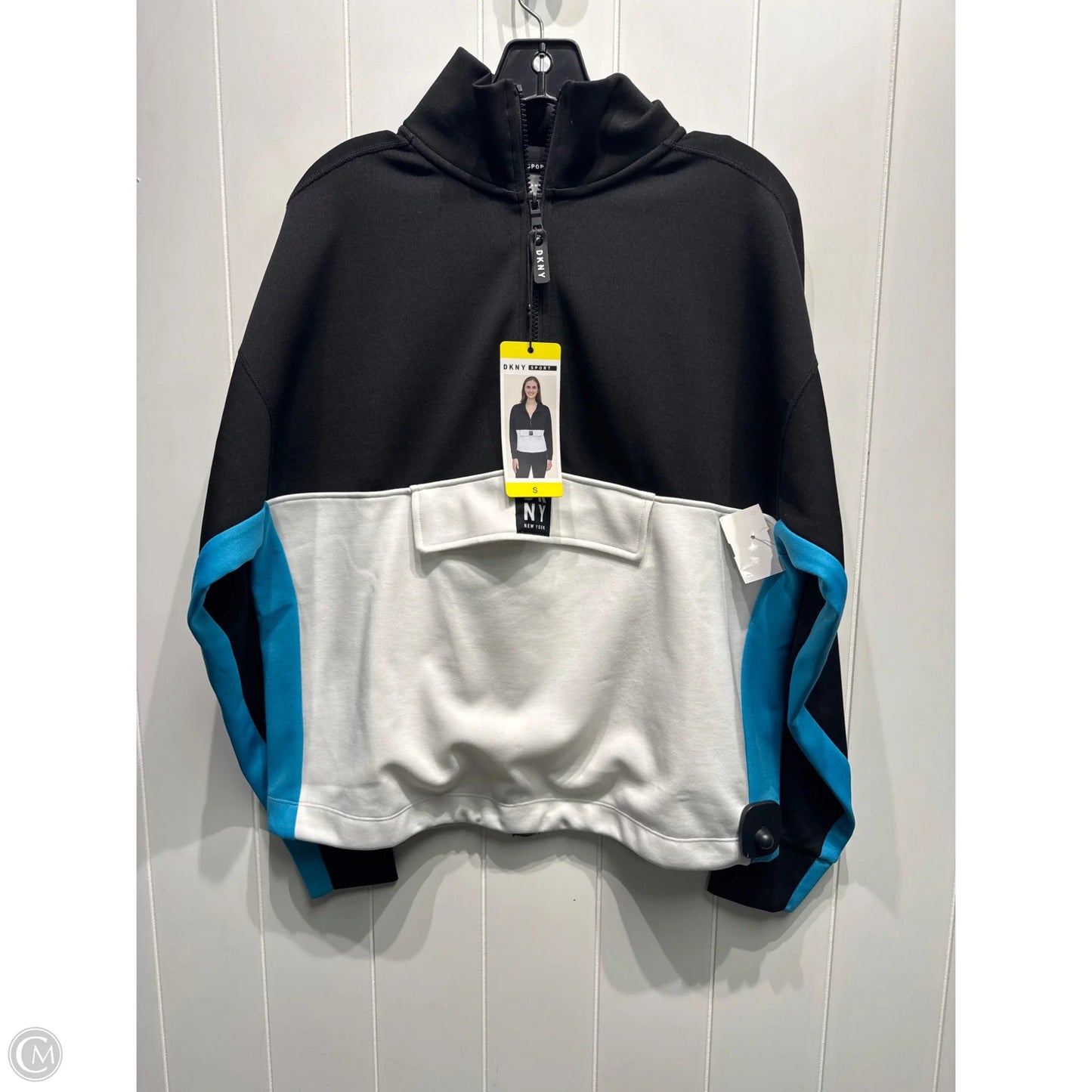 Sweatshirt Collar By Dkny In Black & Blue, Size: S