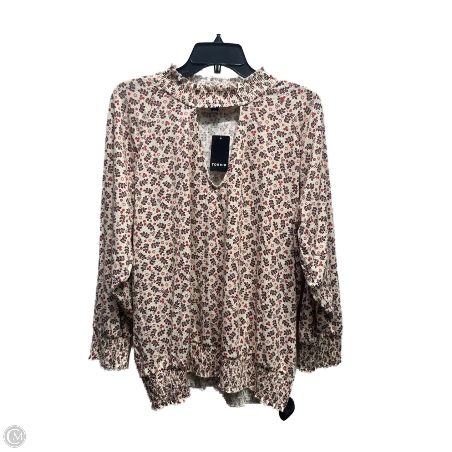 Top Long Sleeve By Torrid In Cream & Red, Size: 2x