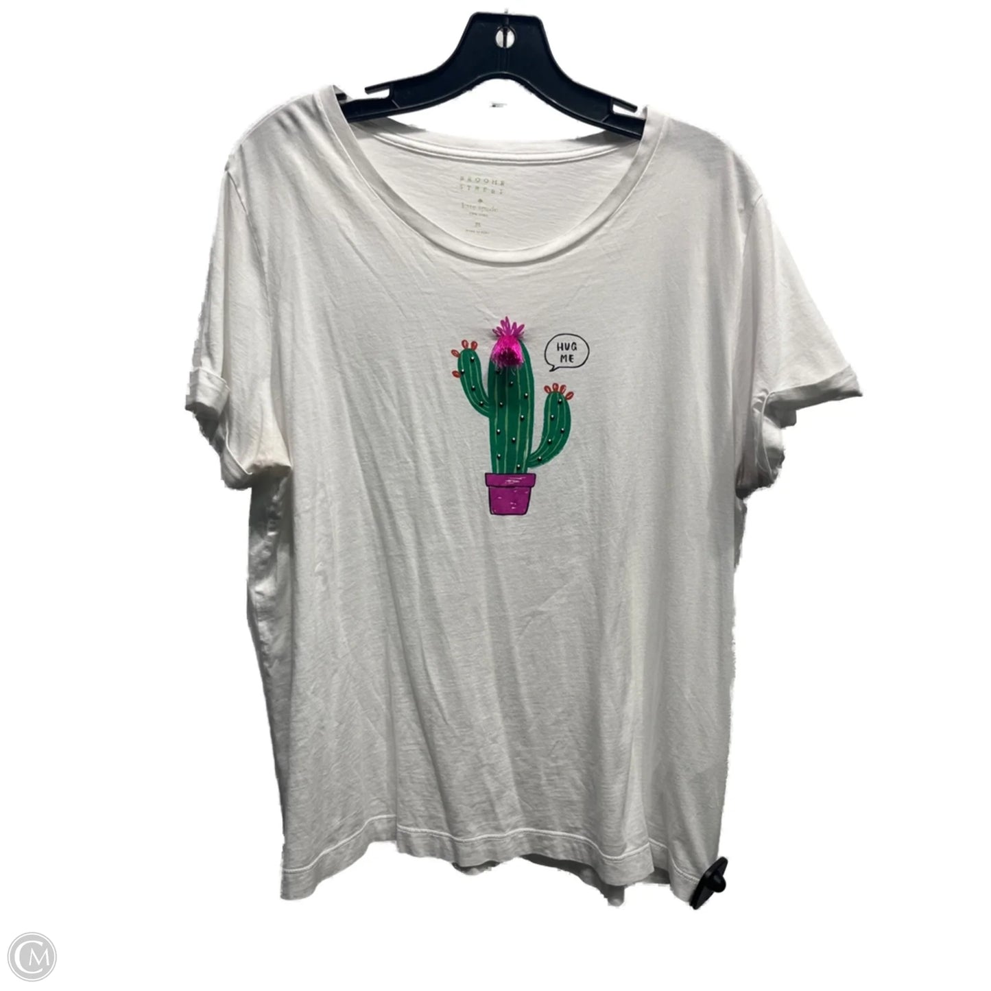 Top Short Sleeve Designer By Kate Spade In White, Size: Xl