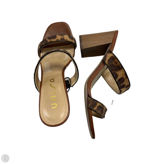 Sandals Heels Block By Unisa In Animal Print, Size: 8