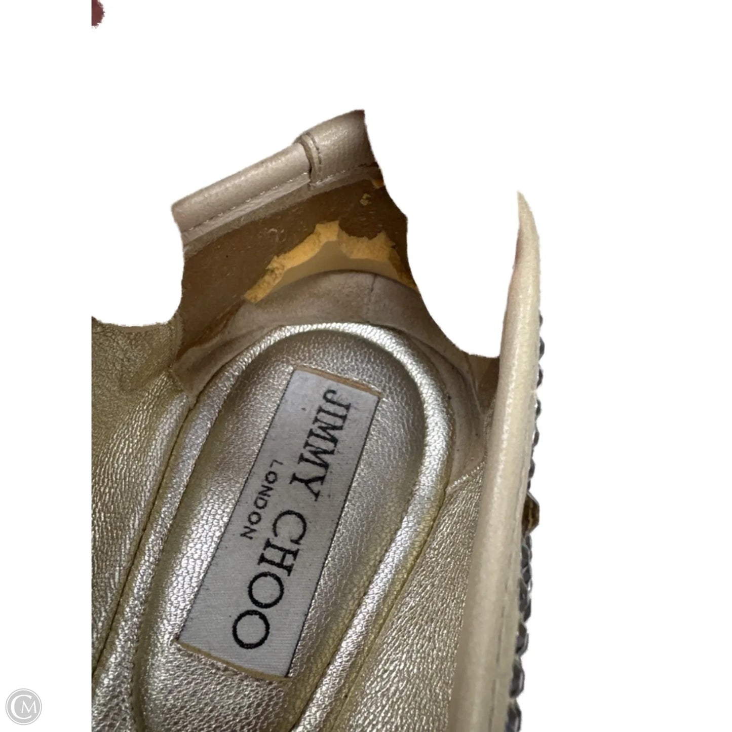 Shoes Luxury Designer By Jimmy Choo In Gold, Size: 7.5