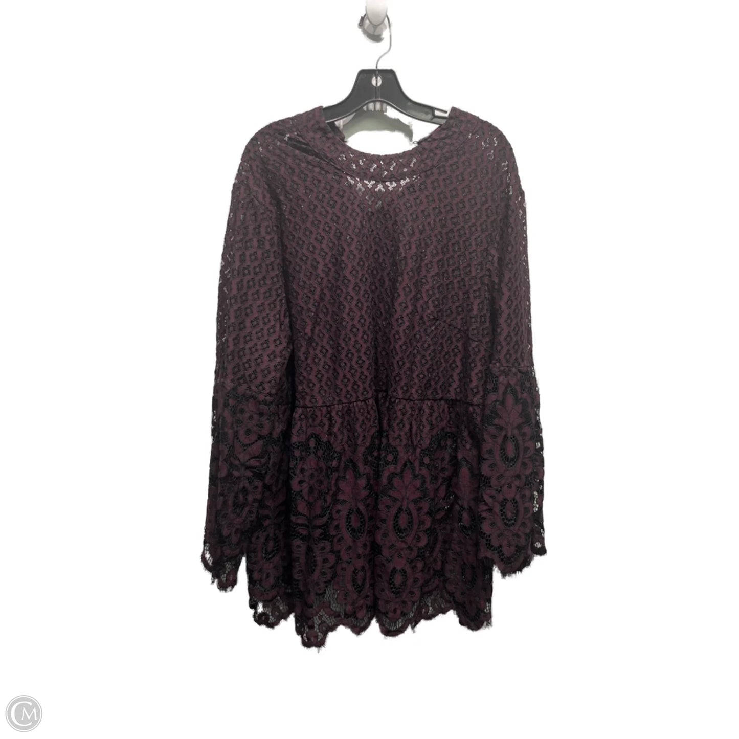 Top Long Sleeve By Lane Bryant In Black & Purple, Size: 1x