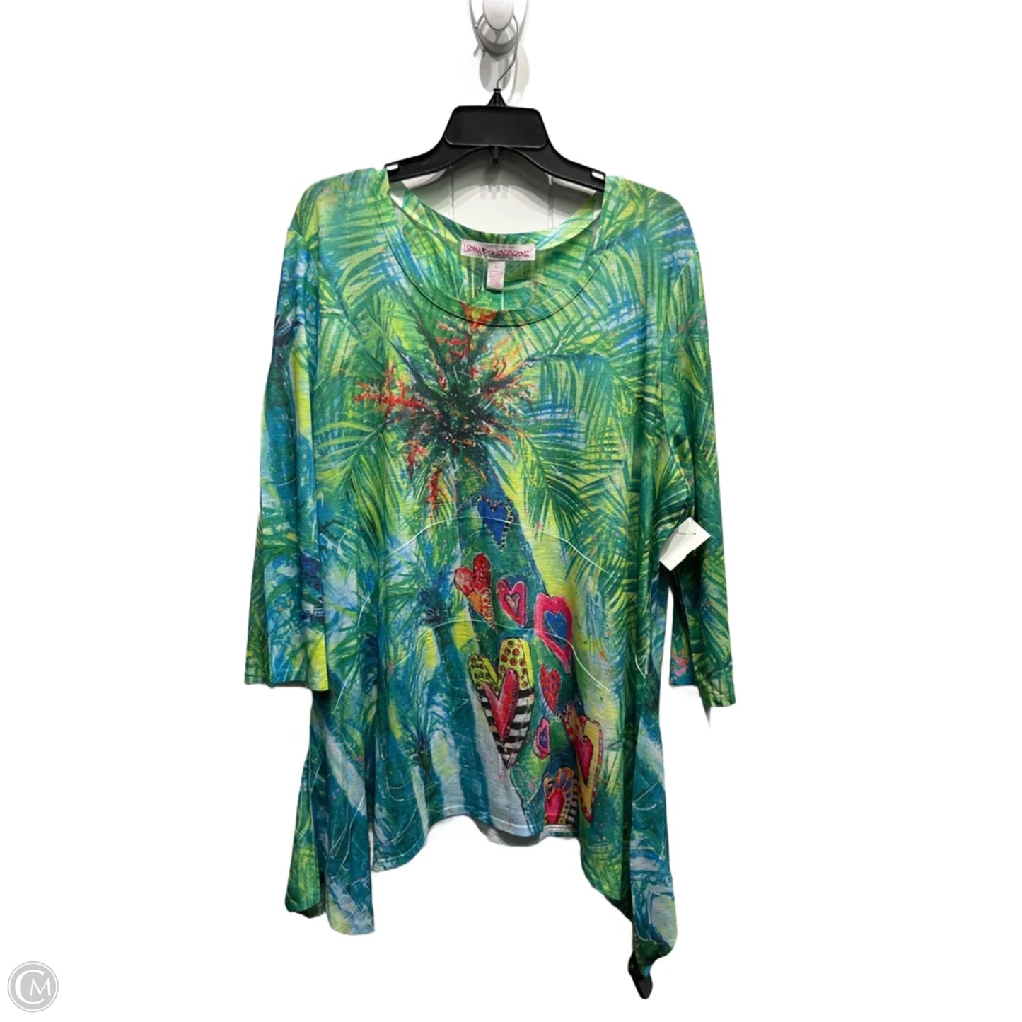 Top Long Sleeve By Leoma Lovegrove In Blue & Green, Size: Xxl