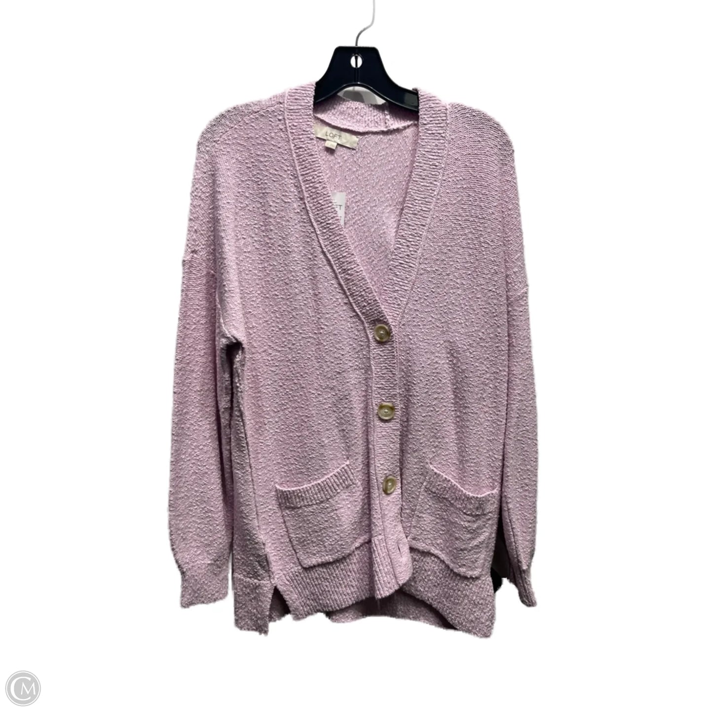 Sweater Cardigan By Loft In Purple, Size: S