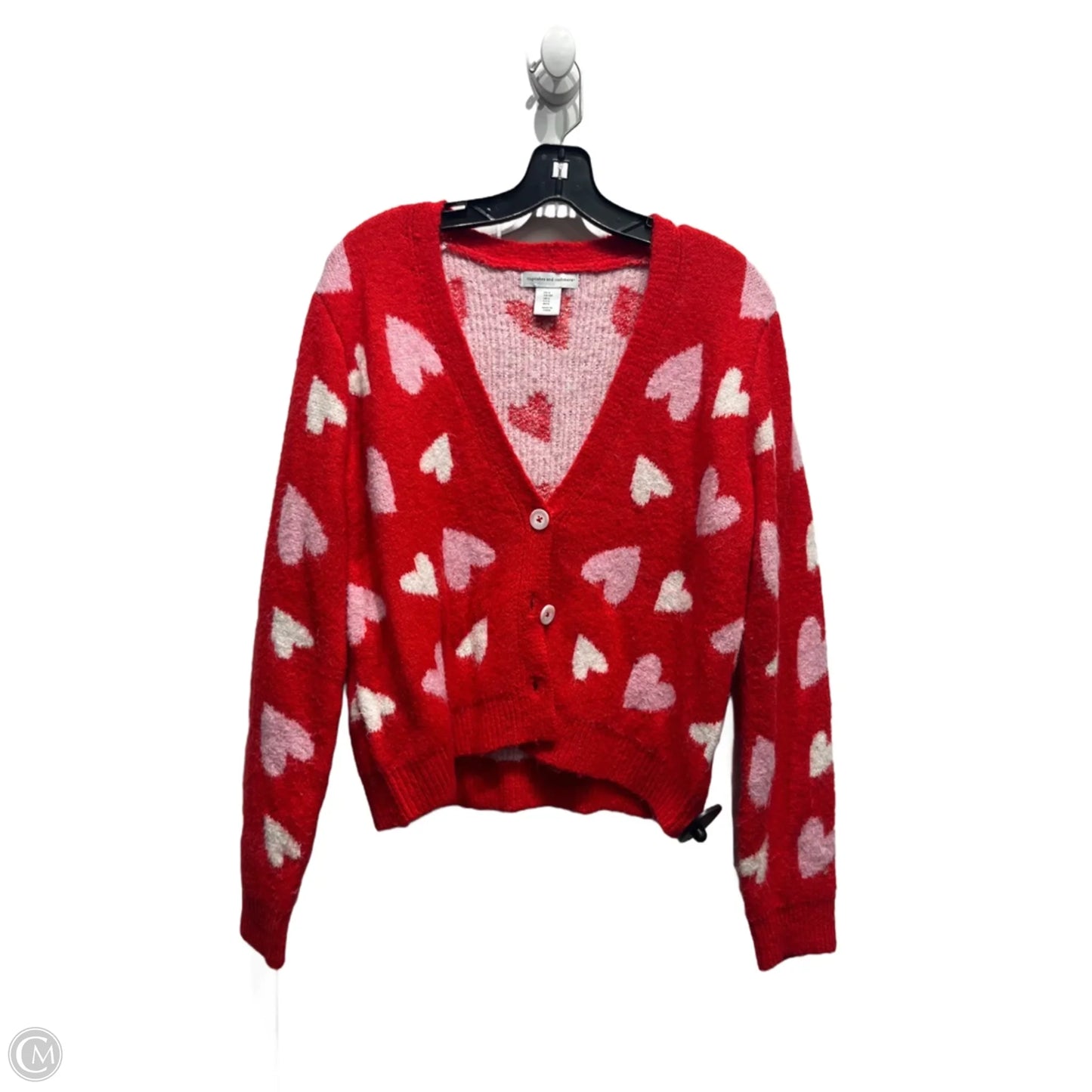 Sweater Cardigan By Cupcakes And Cashmere In Pink & Red, Size: S