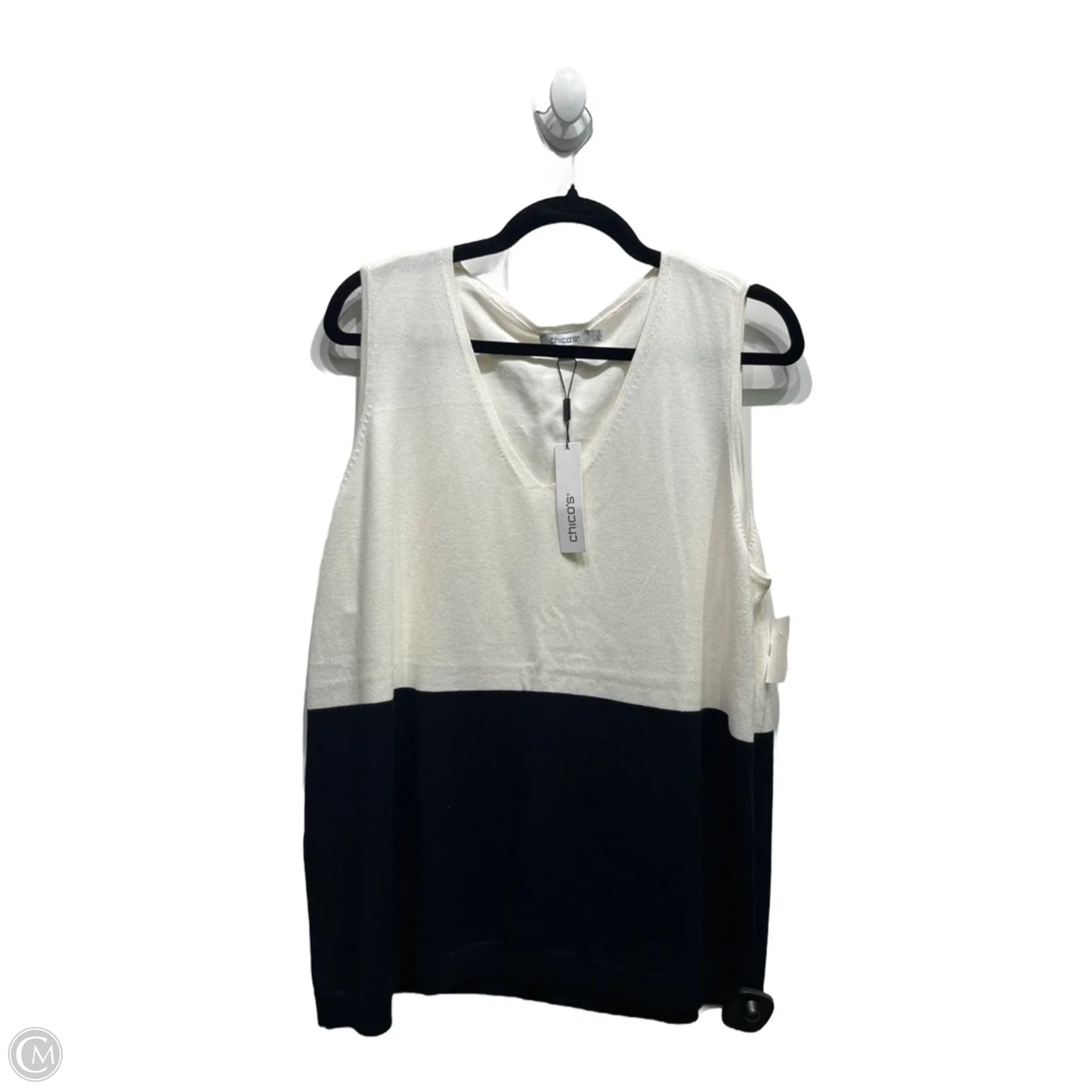Top Sleeveless By Chicos In Black & White, Size: Xl