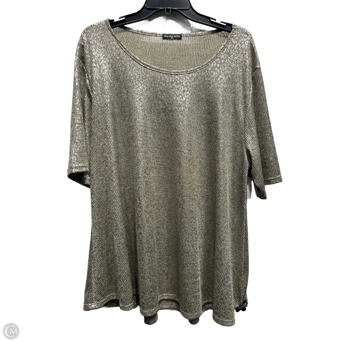Top Short Sleeve By Cha Cha Vente In Gold, Size: 2x