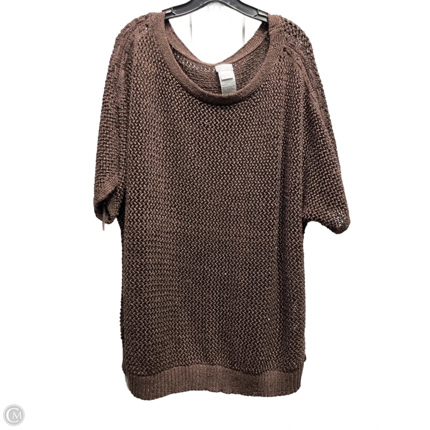 Sweater Short Sleeve By Chicos In Brown, Size: 1x