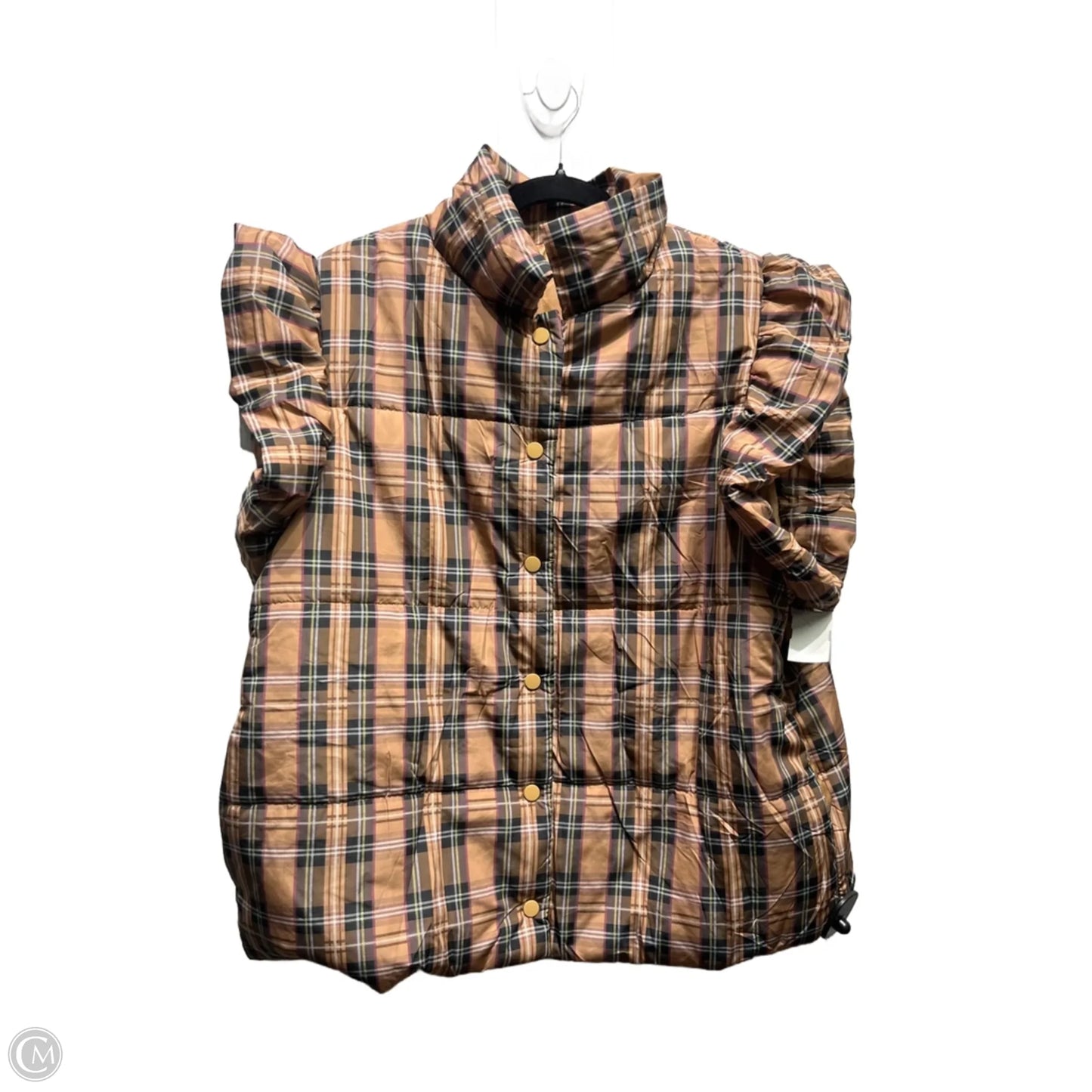 Vest Puffer & Quilted By Clothes Mentor In Black & Tan, Size: Xxl