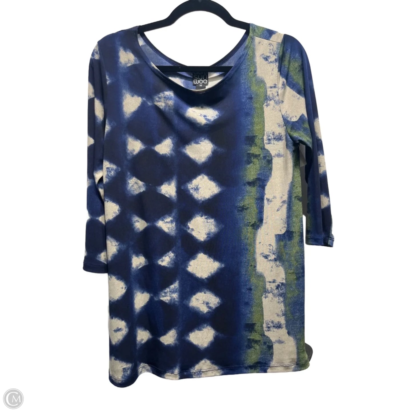 Top 3/4 Sleeve By Clara Sun Woo In Blue & Green, Size: Xs