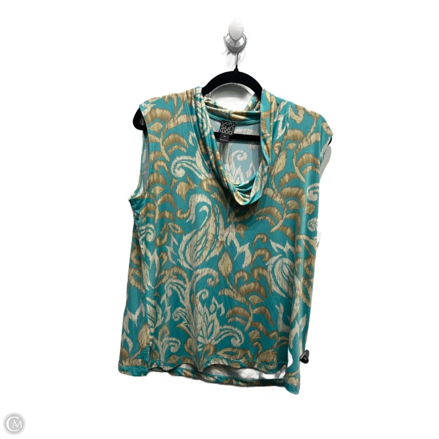 Top Sleeveless By Clara Sun Woo In Green & Tan, Size: Xl
