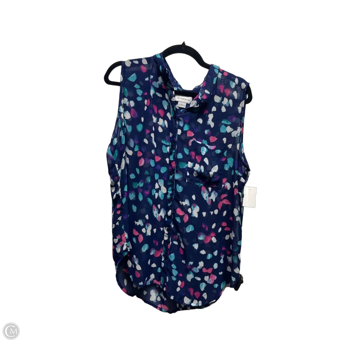 Top Sleeveless By Liz Claiborne In Blue & Green, Size: Xl