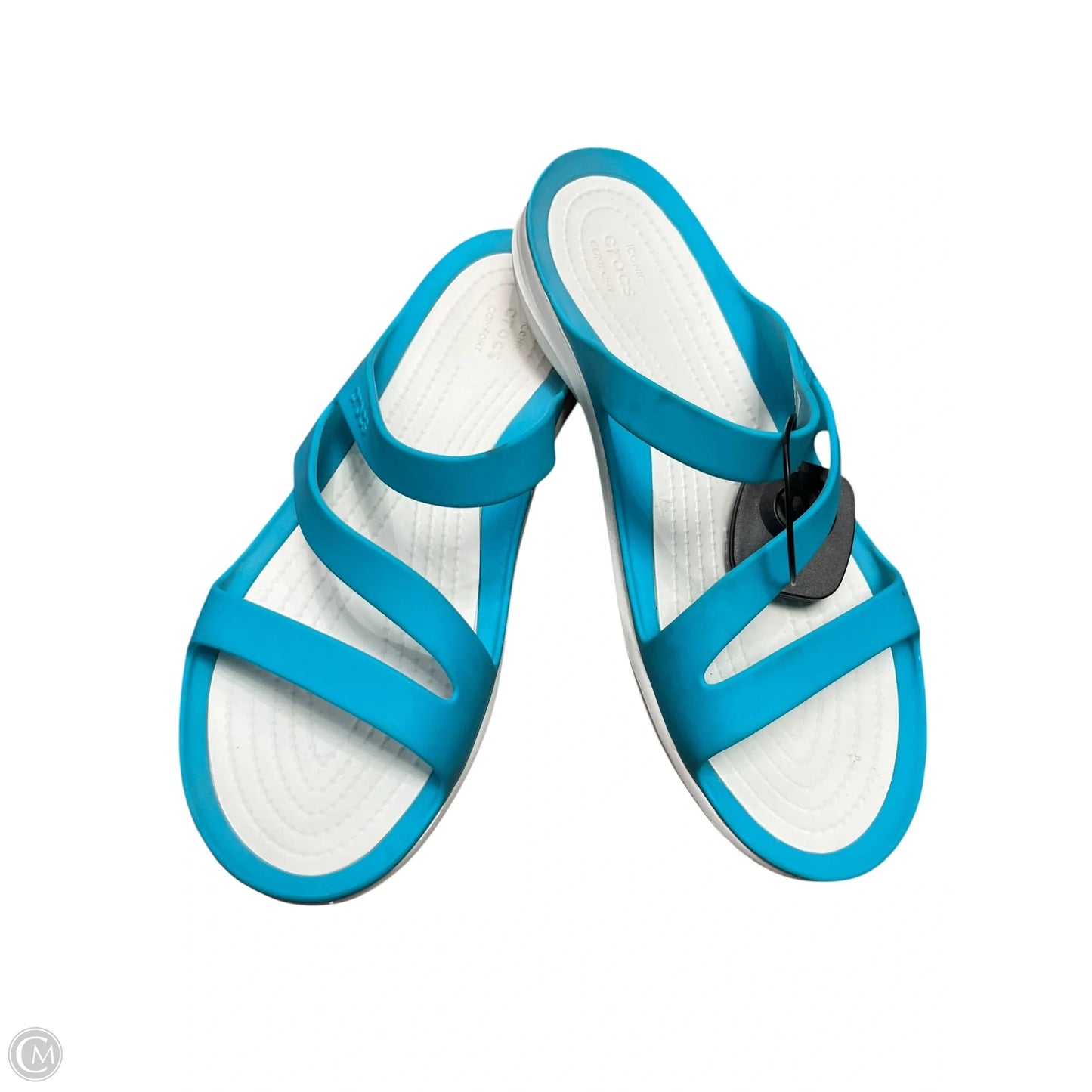 Sandals Flats By Crocs In Teal, Size: 9