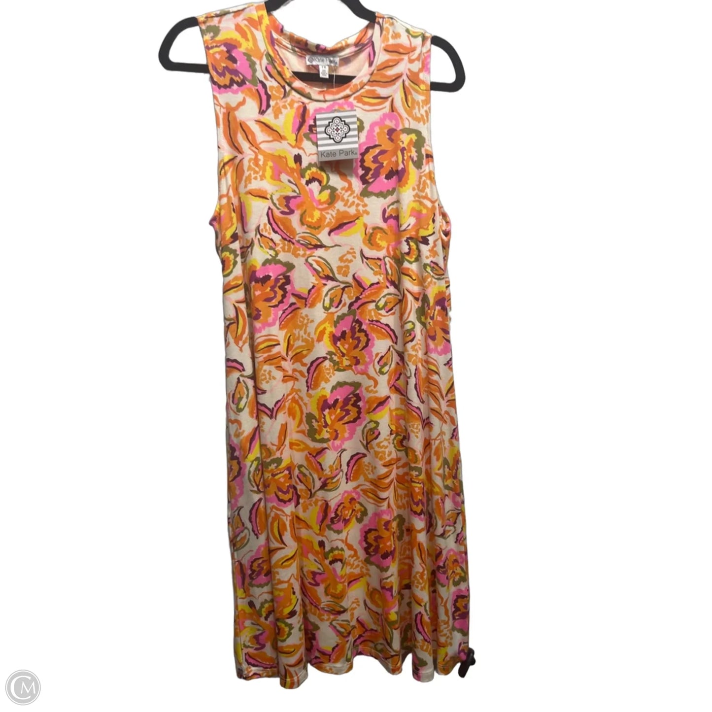 Dress Casual Short By KATE PARK In Orange & Pink, Size: 1x