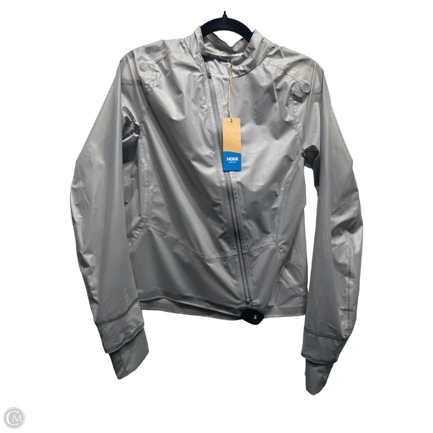 Athletic Jacket By Hoka In Grey, Size: S