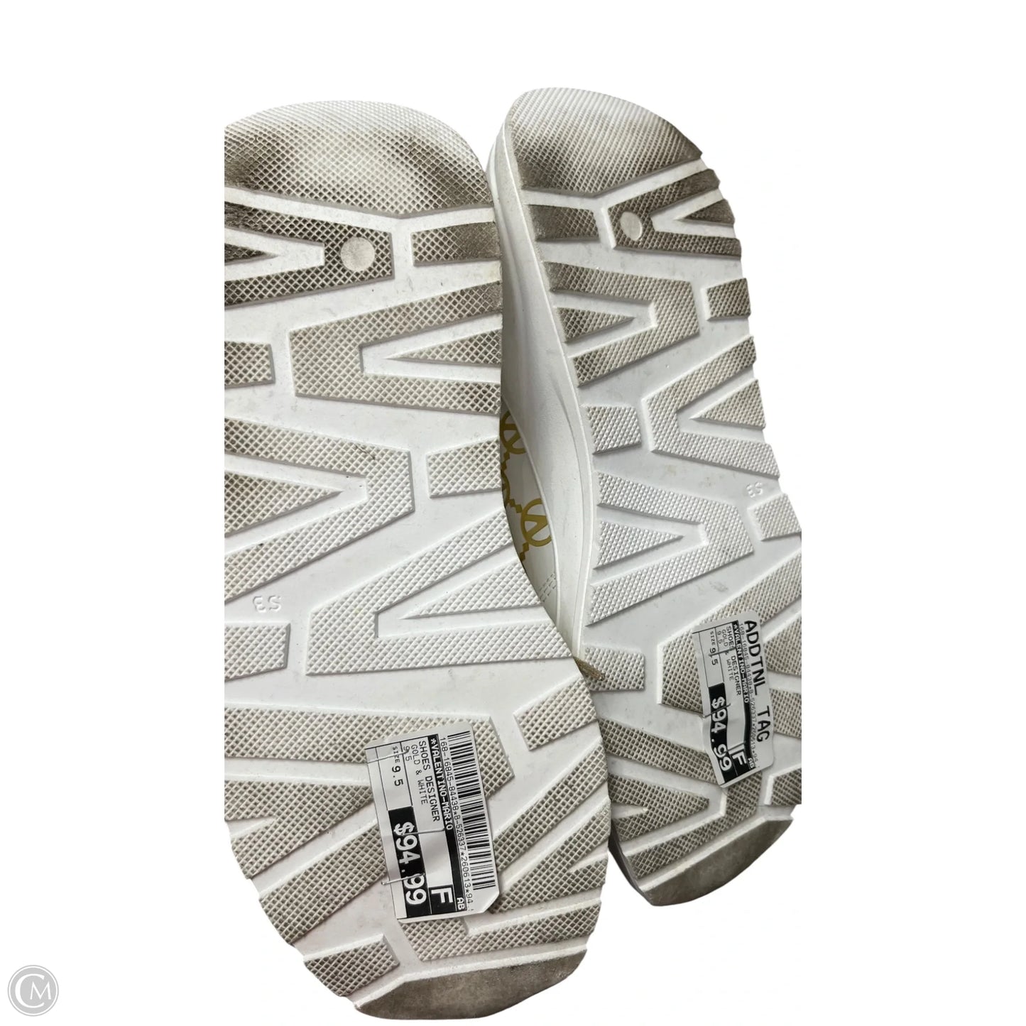 Shoes Designer By Valentino-mario In Gold & White, Size: 9.5